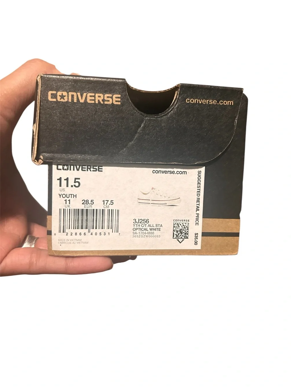 Converse Chuck Taylor All Star Low White Style 3J256 Size 11.5 Youth/17.5 CM